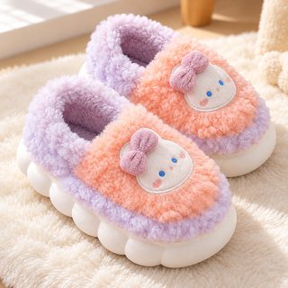 겨울 아동 털 슬리퍼 남녀공용 토끼 곰 캐릭터 보온 안감 두꺼운 실내화