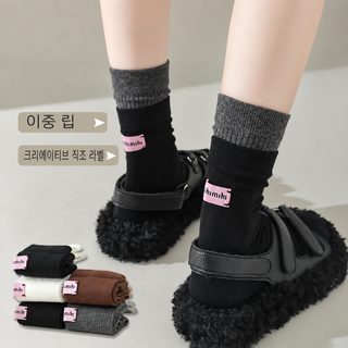 MIHIMIHI 여성 사계절 중목 면 무지 양말 항균 흡습 방취 커플 캐주얼 양말