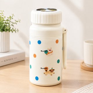 동물무늬 316 스테인리스 대용량 보온병 1000ml 차 거름망 스트랩
