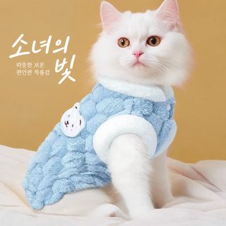 강아지 고양이 겨울 보온 풍뎅이털 조끼 귀여운 반려동물 산책용 베스트