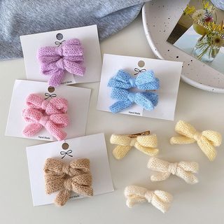 어린이 컬러 부드러운 찹쌀 털실 리본 머리핀 여자 어린이 옆면 앞머리 깨
