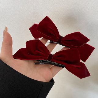 새로운 입체 양면 검은색 벨벳 리본 머리핀 머리핀 귀엽다 한국 왕홍 같은
