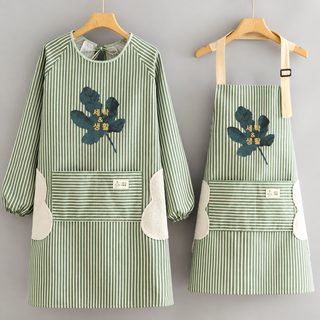 면 마 앞치마 주방 가정용 통기 덮개 오염 방지 긴 소매 요리 앞허리 여자 신상 출근 작업복 성인