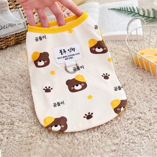 반려견 고양이 기모 조끼 곰돌이 패턴 강아지 옷 테디 비숑 겨울 의류