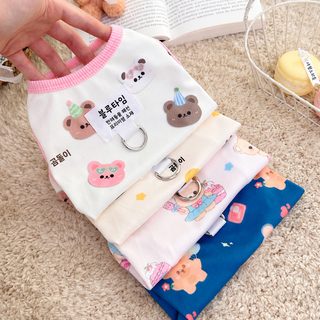 4계절 뉴 ins 한일풍 덕융 반려견 고양이 옷 테디비베어 견인 가능한 조끼 도