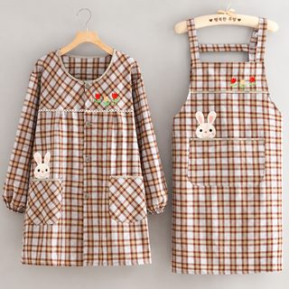 새로운 스타일의 보호복 요리용 덮개 오염 방지 통기 앞치마 가정용 주방 패션 면포 작업복을 입고 성인녀