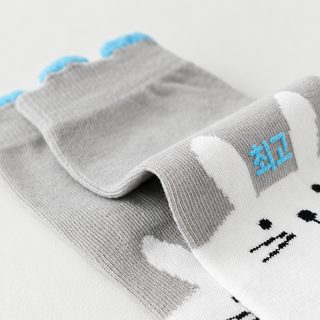 아동 오지 양말 여아용 순면 중목 토끼 캐릭터 흡습 보온 발가락 양말