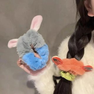 폭스닉 모직 헤어 링 미친 동물계 주디 헤어 끈 여자 캐릭터 묶음 머리 끈