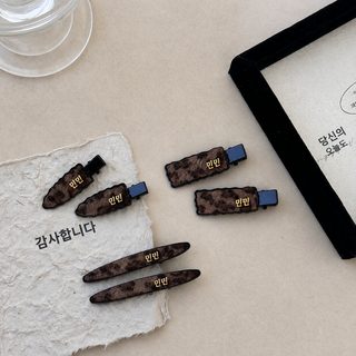 한국계 레오파드 벨벳 불규칙 헤어 클립 옆면 앞머리 클립 소녀 오리 주둥