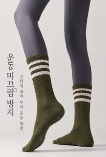 여성 중목 논슬립 요가 양말 면 80% 필라테스 헬스 운동용 사계절 미끄럼방