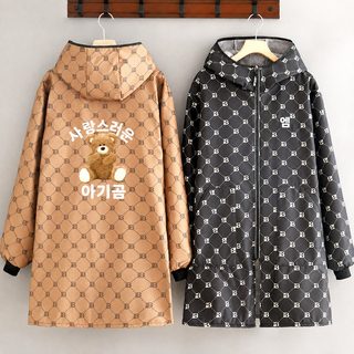두꺼운 기모 블라우스 신상 보온 긴팔 방풍 가운 프린트 패션 겉옷 오염 방지 겨울 작업복 여자
