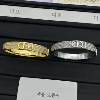 D 이니셜 진주 큐빅 황동 팔찌 레트로 여성 패션 데일리 뱅글