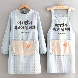 캔버스 앞치마 가정용 주방 작은 청신한 겉옷 오염 방지 패션 요리 허리 성인 긴 소매 작업복 보호복