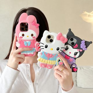 산리오 소녀 학원풍 손가방 실리콘 아이폰 케이스 iPhone 11~18 Pro Max 호환