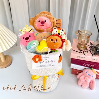 루피 비버 인형 캐릭터 꽃다발 봉제인형 생일선물 여자친구 친구 선물