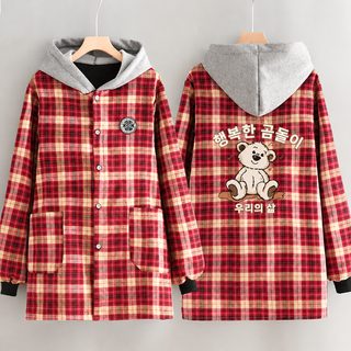 가을 겨울 기모 두꺼운 블라우스 앞치마 보온 방풍 긴팔 더러움 방지 가정