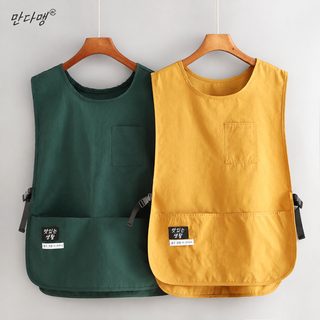작업복 조끼 오염 방지 통기 작업복 프린트 물뿌리기 방지 조끼 앞치마 가정용 주방 음식 전용 앞허리