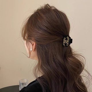 고급 정교 소향풍 벨벳 작은 클립 우아한 분위기감 머리핀 뒤통수 반묶음