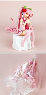 앉은 자세 벚꽃 하츠네 미쿠 피규어 욕실 칫솔컵 장식 인형 11cm