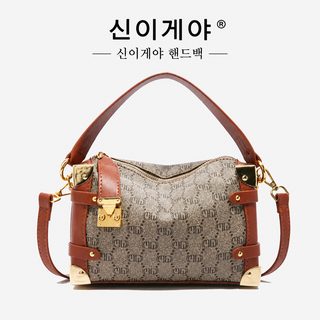 크로스보더 신상 경사 백합 고급감 가방 여자 2025 신상 프린트 알파벳 질감