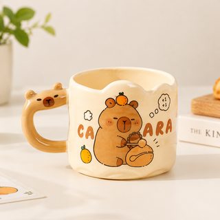 카피바라 도자기 머그컵 300ml 귀여운 손잡이 컵 생일 선물