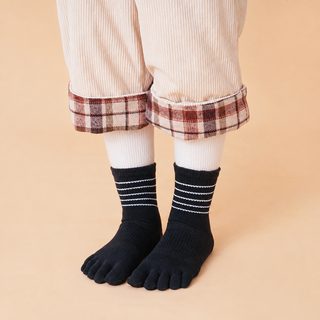 어린이 면 소재 다섯발가락 양말 반목 스포츠 보온 발가락 교정 양말