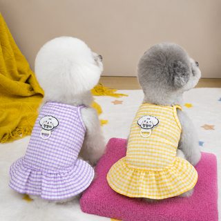 宠物轻薄款背心连衣裙泰迪比熊小型犬狗狗猫咪春夏衣服格子吊带裙