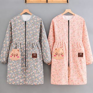 캔버스 신상 긴 소매 앞치마 주방 가정용 성인 겉옷 먼지 방지 내마모 출근 작업복 여자 내장