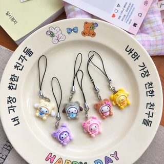 산리오 곰돌이 세트 휴대폰 스트랩 카툰 키링 장식 학생 가방 걸이