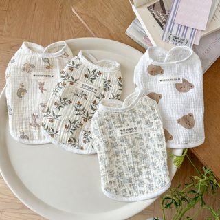 여름용 순면 고양이 강아지 민소매 조끼 햇빛차단 얇은 거즈 반려동물 의류