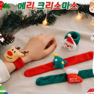 크리스마스 캐릭터 슬랩 팔찌 눈사람 산타 순록 스냅 밴드 파티용 어린이