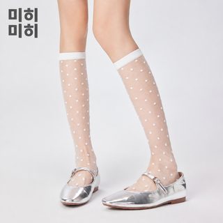 Mihimihi 여성 웨이브 종아리 양말 여름 통기성 나일론 무봉제 시스루 패션 삭