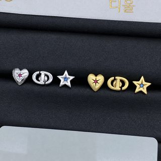 D家 CD 알파벳 돼지코 큐빅 별 하트 실버침 귀걸이 3종 세트 레트로 여성 패