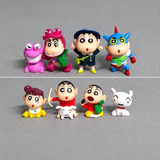 8종 소백 슈퍼맨 짱구 수동 장식품 마이크로 경관 DIY 피규어 크림 핸드폰 케