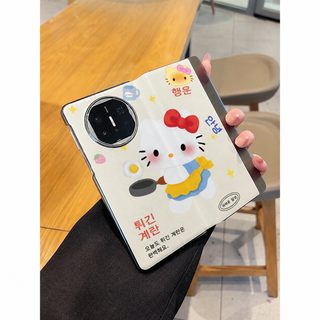 화웨이 Mate X5 X3 가죽 플립 케이스 전면 보호 커버 달걀프라이 고양이 디자