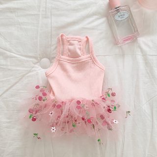 봄 여름 신상 강아지 펑펑 치마 고양이 테디 비숑 요크셔 보미 원피스 체리