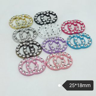 더블 G 메탈 다이아몬드 장식 패치 25x18mm 헤어핀 머리띠 휴대폰 케이스 꾸미