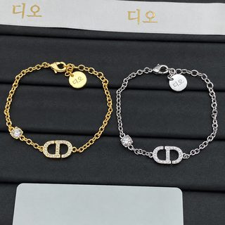 여성용 18K 골드 도금 황동 큐빅 레터링 패션 팔찌 데일리 주얼리