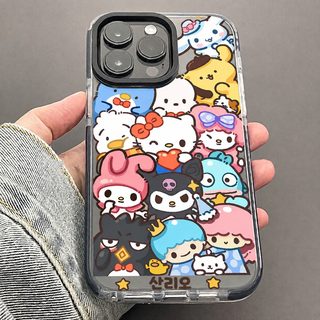卡通三丽鸥动物iPhone15promax苹果13手机壳14可爱12透明黑边11女