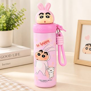 캐릭터 피규어 스테인리스 빨대 보온병 휴대용 스트랩 텀블러 460ml