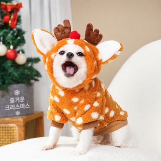 강아지 고양이 크리스마스 사슴 변신 의상 기모 겨울옷 중형견 비숑 프렌치