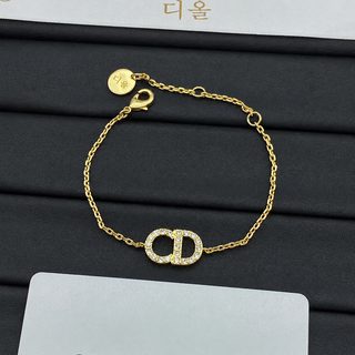 D CD 레터 돼지코 라인스톤 황동 여성 팔찌 심플 데일리 패션 액세서리