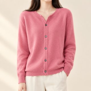 2026 가을 여성 라운드넥 니트 가디건 루즈핏 긴팔 단색 캐주얼 스웨터