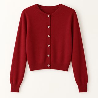 디자인 감각 리틀 레드 아우터 얇은 가디건 여성 가을 한국계 슬림핏 반팔