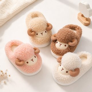 본본주 겨울 아동 털안감 면 슬리퍼 남녀공용 미끄럼방지 보온 EVA 실내화