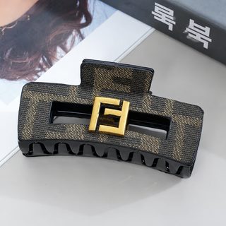 구미 복고 F 자모 복고 클립 가죽 프린트 일자 클립 심플 헤르본풍 ins 라지