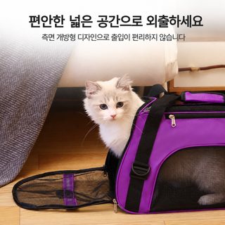 반려동물 크로스백 접이식 이동가방 강아지 외출 휴대용 캐리어