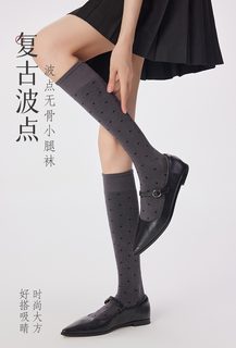 Mihimihi 여성 도트 중목 양말 무봉제 발가락 면 혼방 사계절 캐주얼 양말