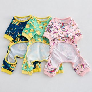 강아지 고양이 가을용 3개 세트 네발 올인원 잠옷 통기성 반려동물 실내복
