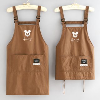 简约防泼水围裙厨房做饭家用围腰LOGO印字餐饮上班防污工作服成人